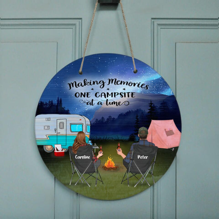 Personalized Camping Night Doorsign - Couple/Parents With Up to 2 Kids And 2 Pets -  Gift Idea For Camping Lover - Making Memories One Campsite At A Time