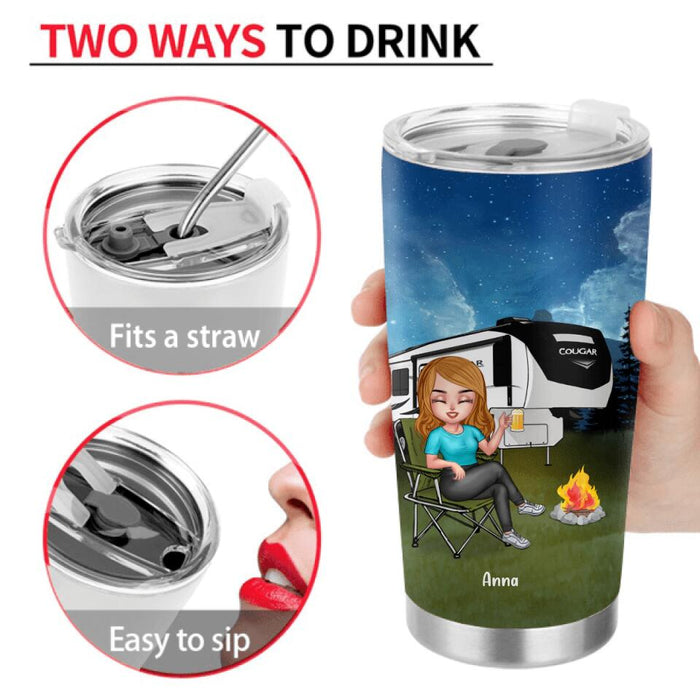 Personalized Camping Career Tumbler - Gift For Camping Lovers/Friends With Up To 4 People - This Job Thing Sure Is Messing Up My Camping Career
