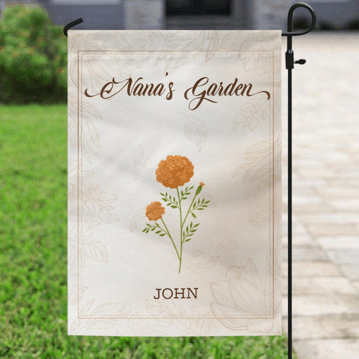 Personalized Nana's Garden Flag Sign - Gift Idea For Grandma With Up to 9 Grandkids