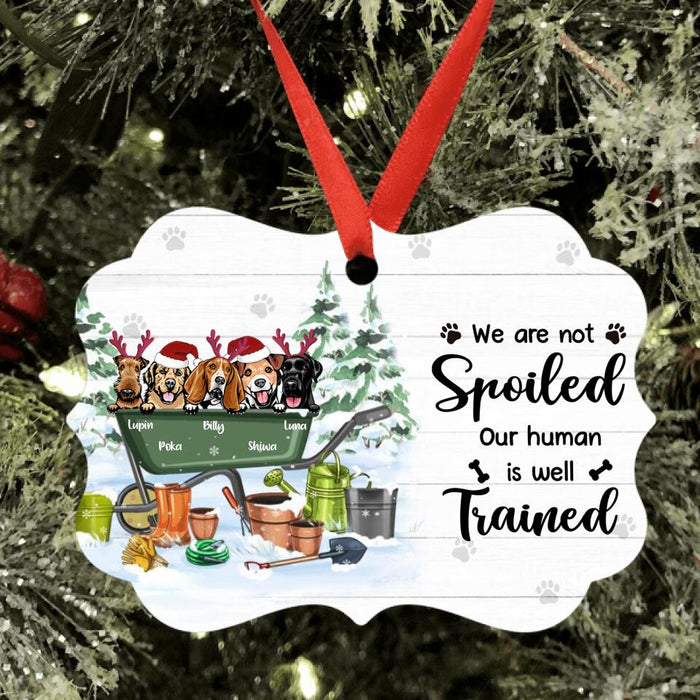 Personalized Xmas Dog Garden Ornament - Up to 5 Dogs - Best Gift For Dog Lover - We Are Not Spoiled Our Human Is Well Trained