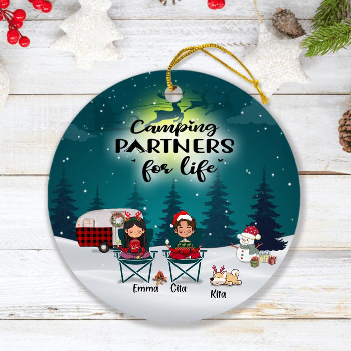 Personalized Couple Camping Xmas Ornament - Couple With Up to 4 Pets - Best Gift For Dog/Cat Lover - Merry Christmas