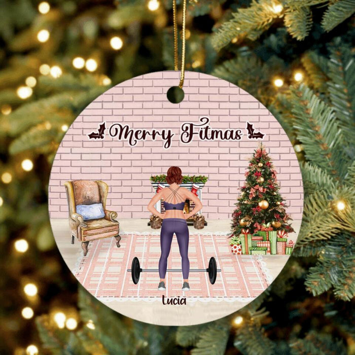 Personalized Workout Ornament - Up to 2 Pets - Best Gift For Friend/Pet Lover - Merry Fitmas