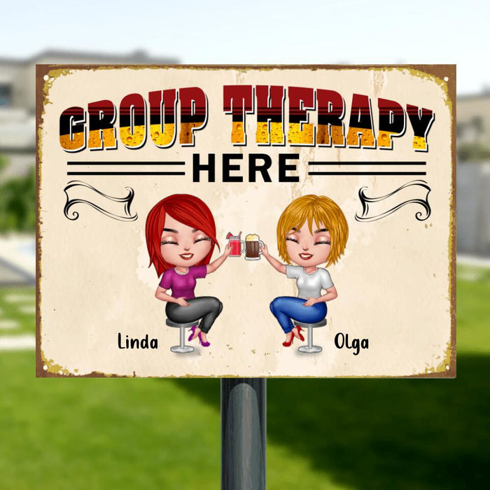 Personalized Friends Chibi Metal Sign - Up to 5 People - Best Gift For Friends - Group Therapy Here