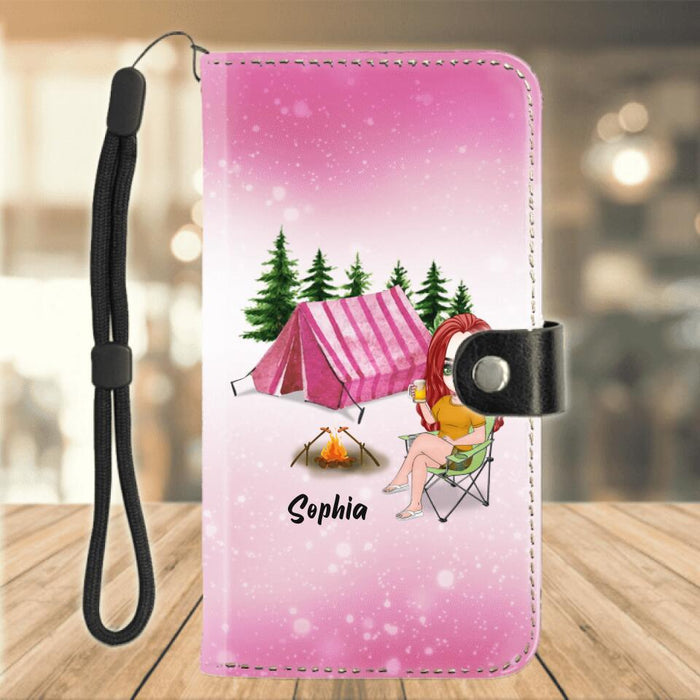 Personalized Camping Girl Flip Leather Purse For Mobile Phone - Gift Idea For Camping Lovers - I'm A Sassy Talkin' Flip - Flop Camping Lovin' Drinkin' Beer Kinda Girl