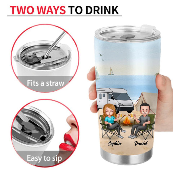 Personalized Camping Tumbler - Gift Idea For Couple/Camping Lovers - It's all fun and games until someone burns their weiner