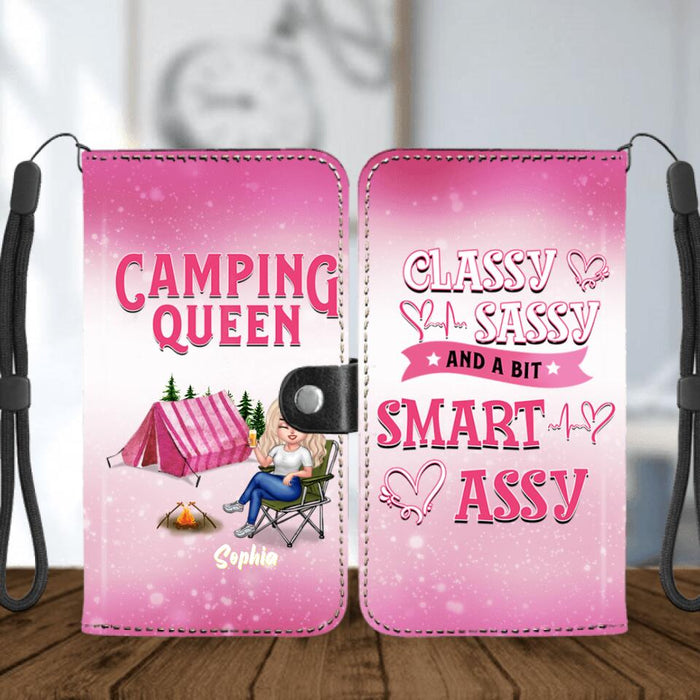 Personalized Camping Queen Flip Leather Purse - Gift Idea For Camping Lovers/Mother's Day - Camping Queen Classy Sassy And A Bit Smart Assy