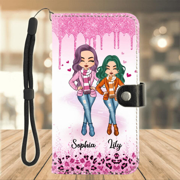 Personalized Mother And Daughter Flip Leather Purse for Mobile Phone 2 Sides - Gift Idea For Mother's Day - Like Mother Like Daughter Oh Crap