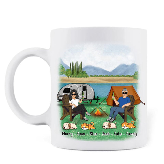 Personalized Camping Coffee Mug - Gift For Camping Lovers/Pet Lovers - Weekend Forecast Camping With A Chance Of Drinking