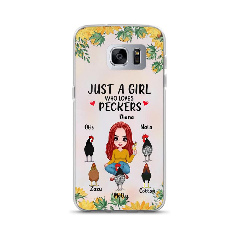 Personalized Chickens Phone Case - Up to 5 Chickens - Just A Girl Who Loves Peckers