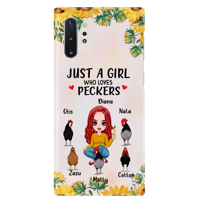 Personalized Chickens Phone Case - Up to 5 Chickens - Just A Girl Who Loves Peckers