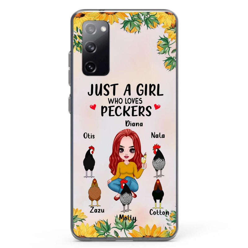 Personalized Chickens Phone Case - Up to 5 Chickens - Just A Girl Who Loves Peckers