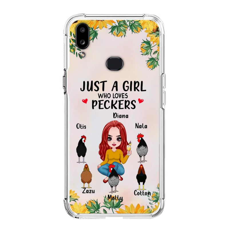 Personalized Chickens Phone Case - Up to 5 Chickens - Just A Girl Who Loves Peckers