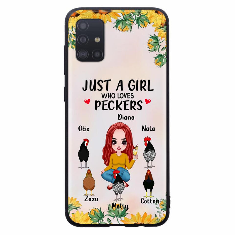Personalized Chickens Phone Case - Up to 5 Chickens - Just A Girl Who Loves Peckers