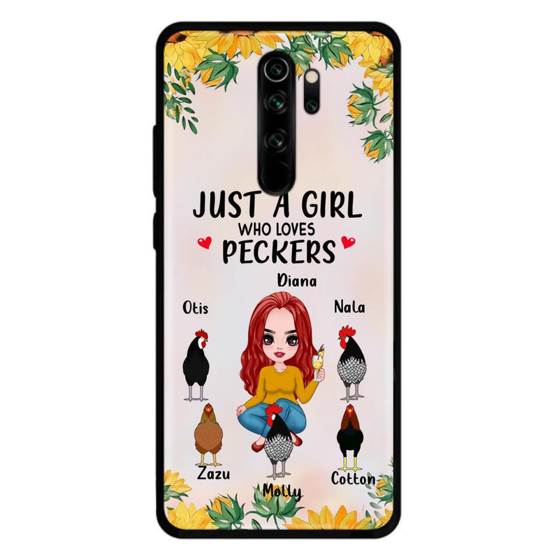 Personalized Chickens Phone Case - Up to 5 Chickens - Just A Girl Who Loves Peckers