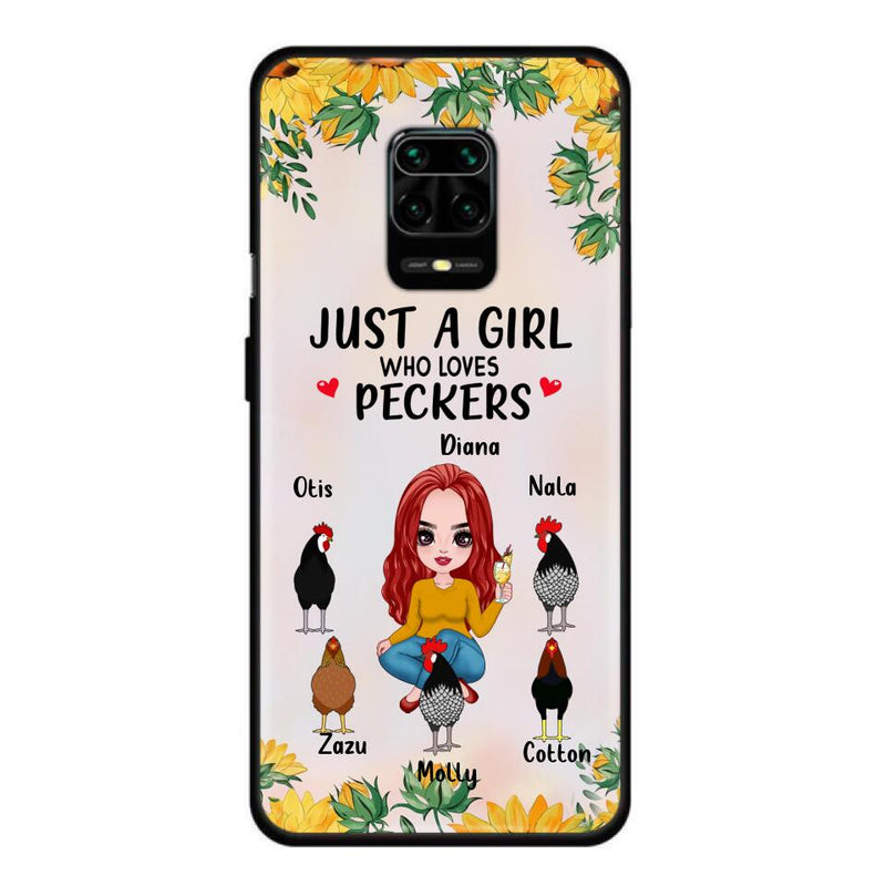 Personalized Chickens Phone Case - Up to 5 Chickens - Just A Girl Who Loves Peckers