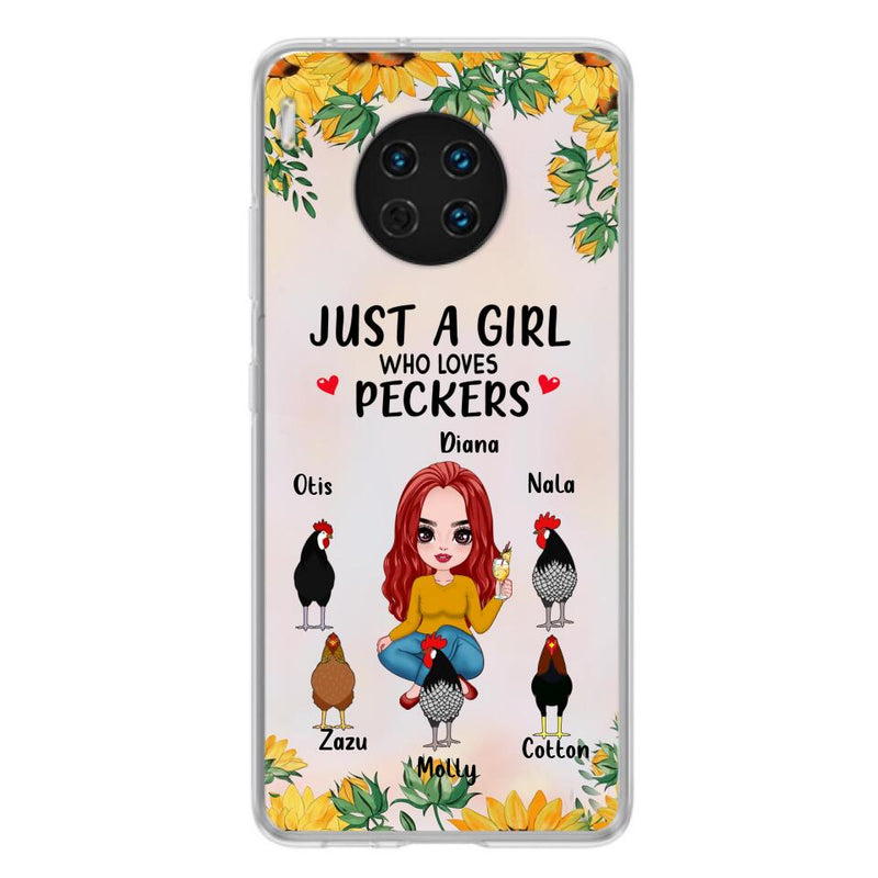 Personalized Chickens Phone Case - Up to 5 Chickens - Just A Girl Who Loves Peckers