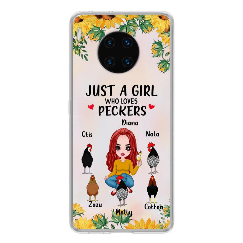 Personalized Chickens Phone Case - Up to 5 Chickens - Just A Girl Who Loves Peckers