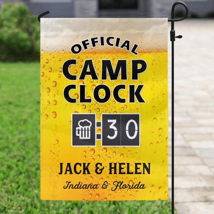 Personalized Garden Flag - Gift Idea For Couple - Official Camp Clock