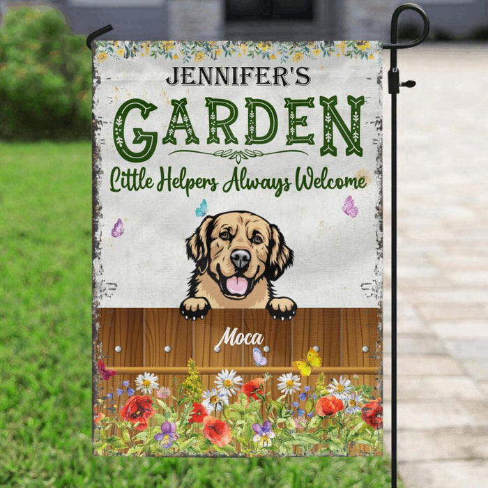 Personalized Dog Garden Little Helpers Flag Sign - Up to 5 Dogs - Gift Idea For Dog Lover