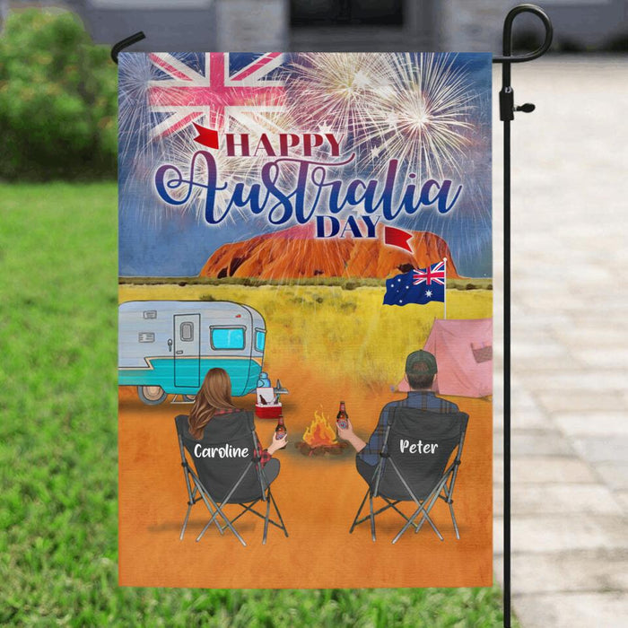 Personalized Camping Australia Day Flag Sign - Couple/Parents With Up to 2 Kids And 2 Pets - Gift Idea For Camping Lover - Happy Australia Day