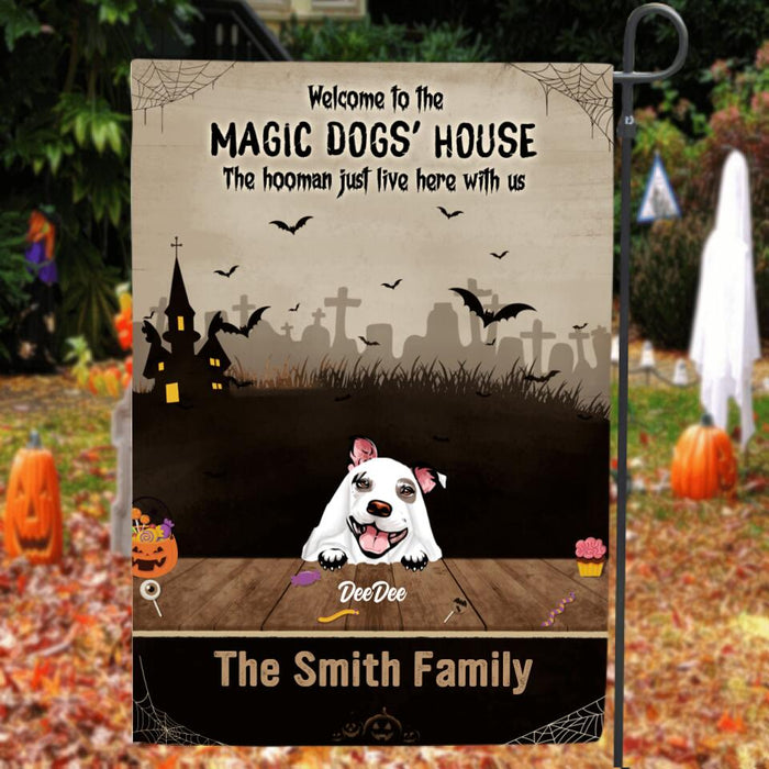 Personalized Halloween Dogs Flag - Up to 5 Dogs - Best Gift For Dog Lovers - Welcome To The Magic Dogs' House - EAC1XW