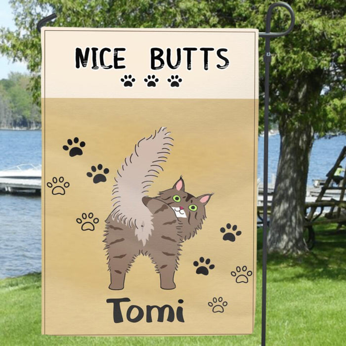 Personalized Cat Flag Sign - Up to 5 Cats - Gift For Cat Lover - Nice Butts