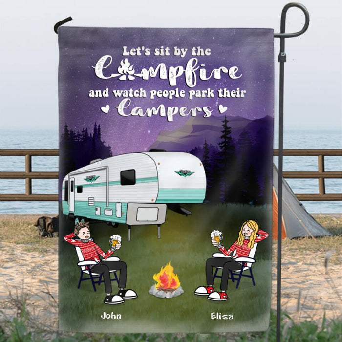 Personalized Night Camping With Friends Flag - Up to 6 People - Best Gift For Friends/Camping Lovers - Drunkest Bunch Of Assholes This Side Of The Campground