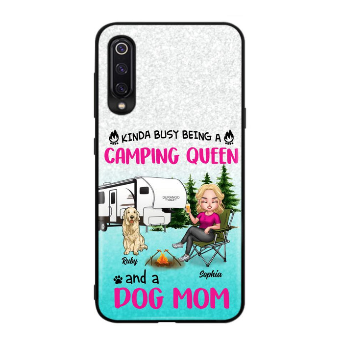 Personalized Dog Camping Queen Phone Case - Up to 4 Dogs - Mother's Day Gift Idea For Dog Lovers - Kinda Busy Being A Camping Queen And A Dog Mom - Case For Xiaomi, Oppo And Huawei