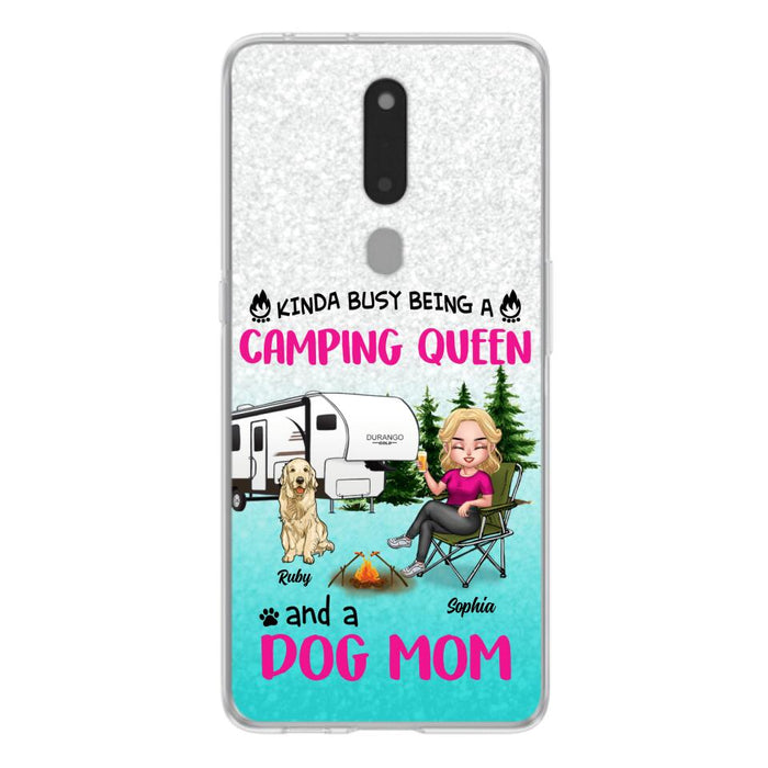 Personalized Dog Camping Queen Phone Case - Up to 4 Dogs - Mother's Day Gift Idea For Dog Lovers - Kinda Busy Being A Camping Queen And A Dog Mom - Case For Xiaomi, Oppo And Huawei