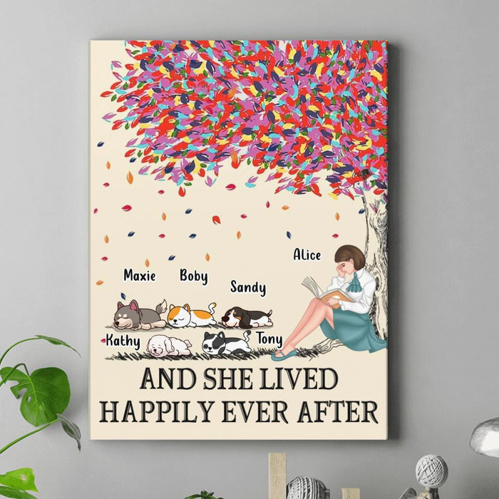 Personalized Reading Girl Canvas - Up to 5 Pets - Gift Idea For Book/Dog/Cat Lover - Just A Girl Who Loves Book