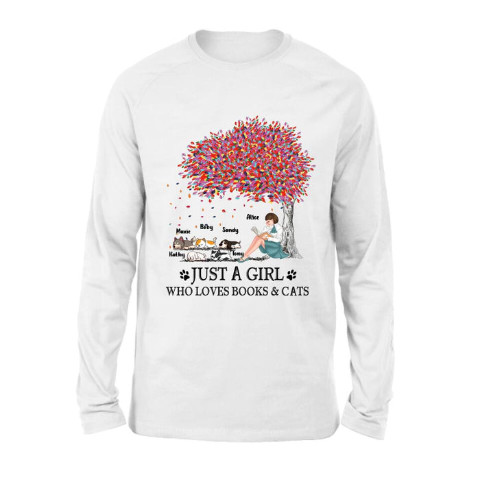 Personalized Reading Girl Shirt/Pullover Hoodie - Up to 5 Pets - Gift Idea For Book/Dog/Cat Lover - Just A Girl Who Loves Book