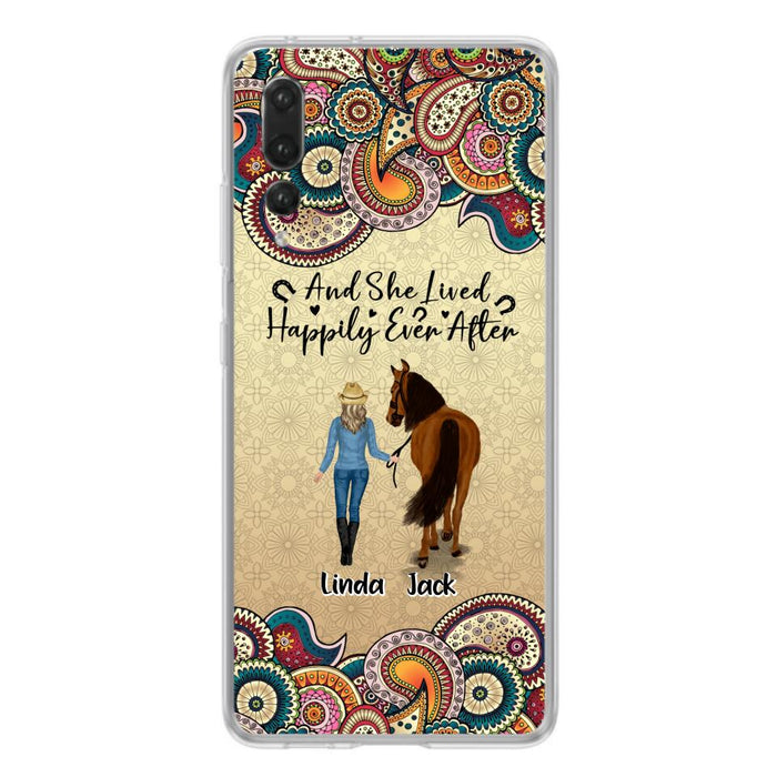 Personalized Horse Girl Phone Case - Up to 4 Horses - Gift Idea For Horse Lovers - And She Lived Happily Ever After - Case For Xiaomi/Huawei/Oppo