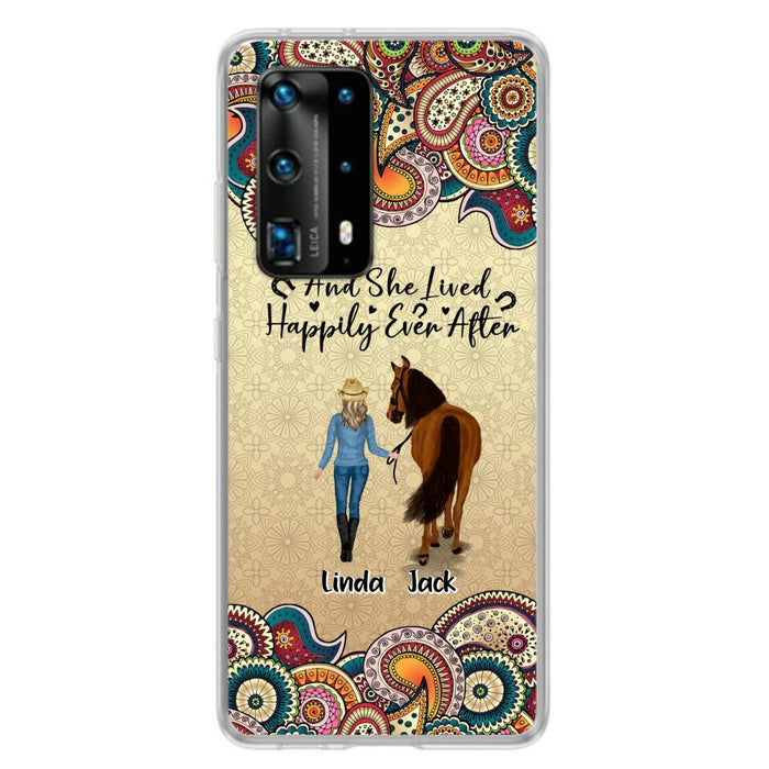 Personalized Horse Girl Phone Case - Up to 4 Horses - Gift Idea For Horse Lovers - And She Lived Happily Ever After - Case For Xiaomi/Huawei/Oppo
