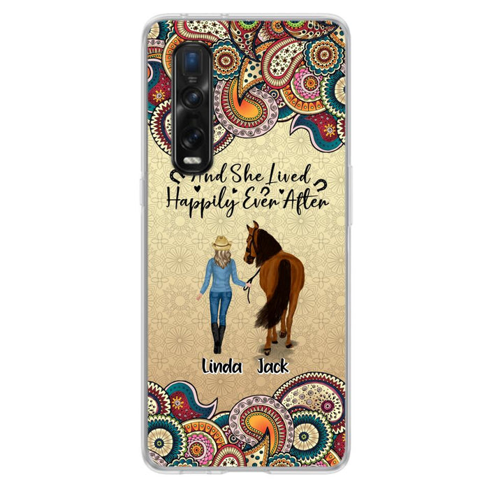 Personalized Horse Girl Phone Case - Up to 4 Horses - Gift Idea For Horse Lovers - And She Lived Happily Ever After - Case For Xiaomi/Huawei/Oppo
