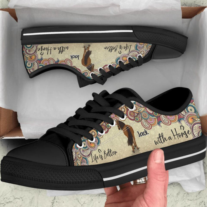 Personalized Horse Sneakers - Up to 4 Horses - Gift Idea For Horse Lovers - Life Is Better With A Horse