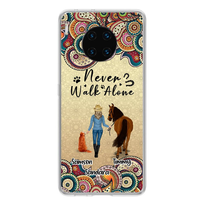 Personalized Horse And Dog Phone Case - Up To 2 Dogs - Gift Idea For Horse/Dog Lovers - Never Walk Alone - Case For Xiaomi, Huawei & Oppo