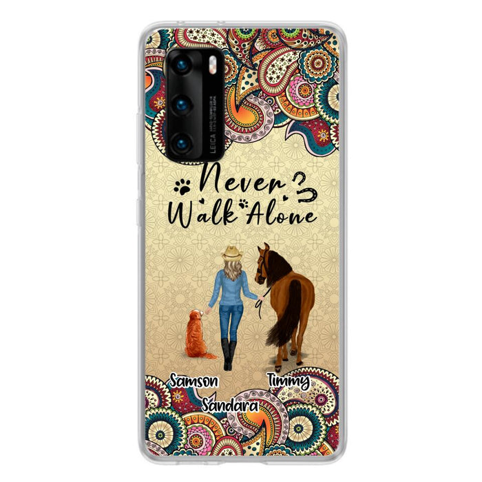 Personalized Horse And Dog Phone Case - Up To 2 Dogs - Gift Idea For Horse/Dog Lovers - Never Walk Alone - Case For Xiaomi, Huawei & Oppo