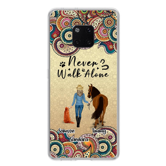 Personalized Horse And Dog Phone Case - Up To 2 Dogs - Gift Idea For Horse/Dog Lovers - Never Walk Alone - Case For Xiaomi, Huawei & Oppo