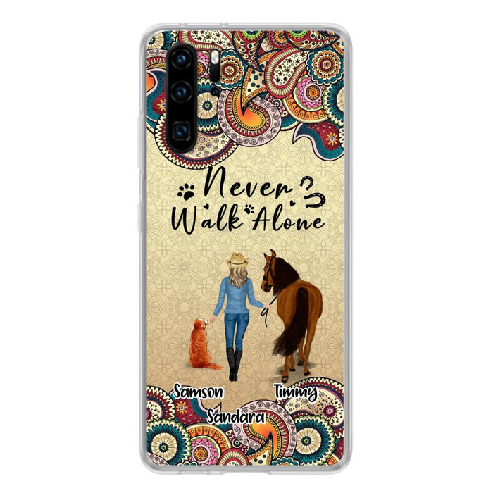 Personalized Horse And Dog Phone Case - Up To 2 Dogs - Gift Idea For Horse/Dog Lovers - Never Walk Alone - Case For Xiaomi, Huawei & Oppo