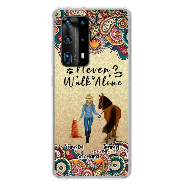 Personalized Horse And Dog Phone Case - Up To 2 Dogs - Gift Idea For Horse/Dog Lovers - Never Walk Alone - Case For Xiaomi, Huawei & Oppo