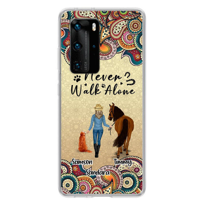 Personalized Horse And Dog Phone Case - Up To 2 Dogs - Gift Idea For Horse/Dog Lovers - Never Walk Alone - Case For Xiaomi, Huawei & Oppo