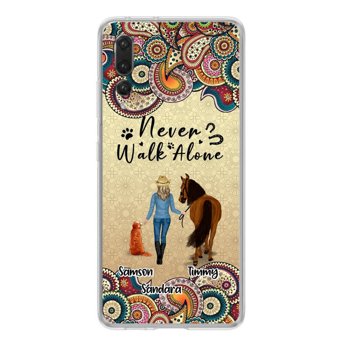 Personalized Horse And Dog Phone Case - Up To 2 Dogs - Gift Idea For Horse/Dog Lovers - Never Walk Alone - Case For Xiaomi, Huawei & Oppo