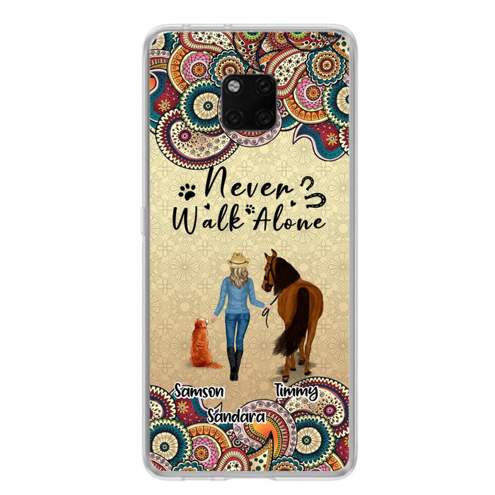 Personalized Horse And Dog Phone Case - Up To 2 Dogs - Gift Idea For Horse/Dog Lovers - Never Walk Alone - Case For Xiaomi, Huawei & Oppo