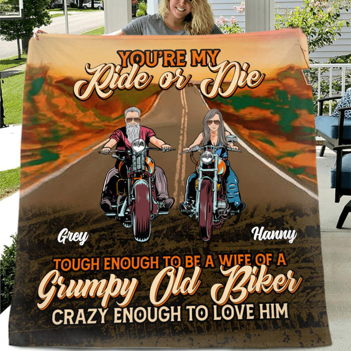 Personalized Couple Biker Pillow Cover/Fleece Blanket/Quilt - Gift Idea For Biker - You're My Ride Or Die