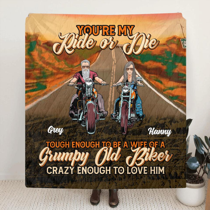 Personalized Couple Biker Pillow Cover/Fleece Blanket/Quilt - Gift Idea For Biker - You're My Ride Or Die