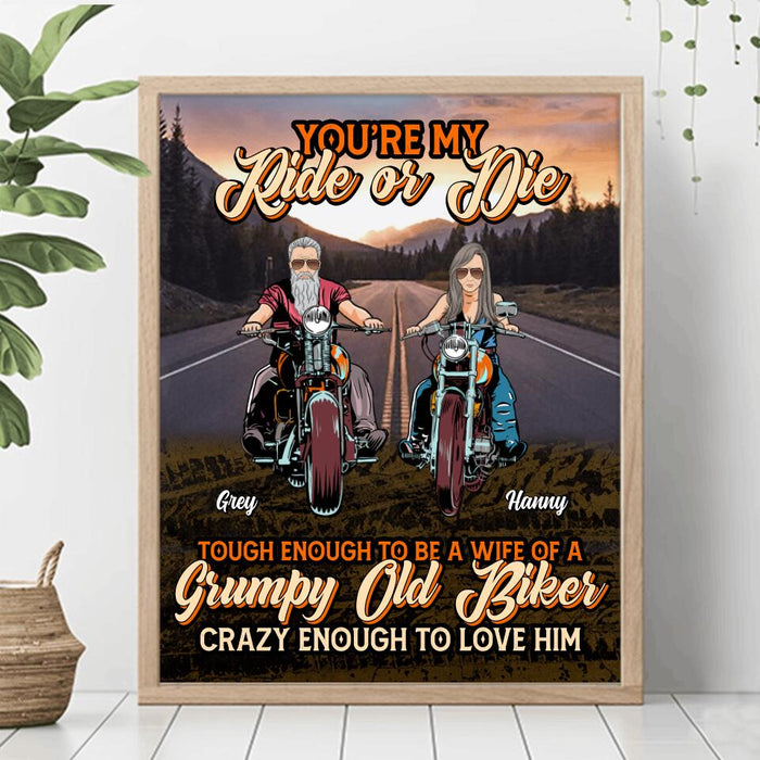 Personalized Couple Biker Poster - Gift Idea For Couple/Biker - You're My Ride Or Die
