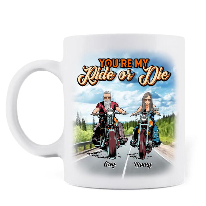 Personalized Couple Biker Coffee Mug - Gift Idea For Couple/Biker - You're My Ride Or Die
