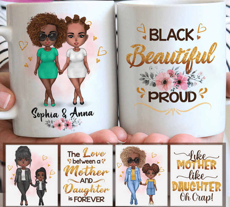 Personalized Black Mother & Daughter Coffee Mug - Mother's Day Gift From Daughter  - The Love Between A Mother And Daughter Is Forever