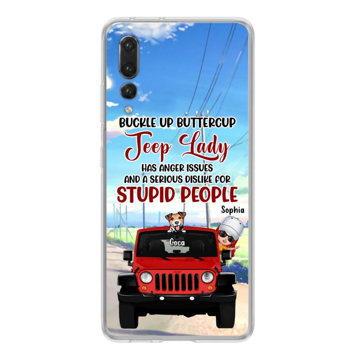 Personalized Off-road Lady Phone Case - Up to 5 Dogs - Gift Idea For Dog/Off-road Lover - Buckle Up Buttercup - Case For Xiaomi, Huawei And Oppo
