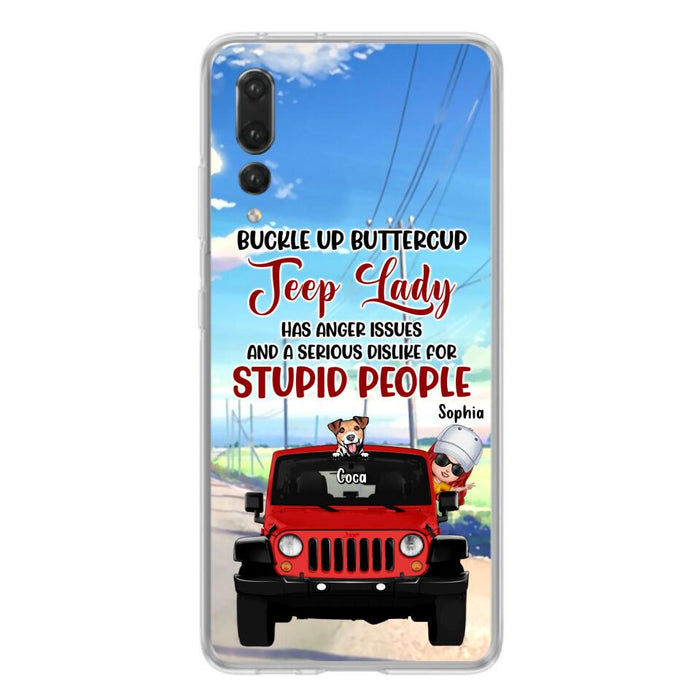 Personalized Off-road Lady Phone Case - Up to 5 Dogs - Gift Idea For Dog/Off-road Lover - Buckle Up Buttercup - Case For Xiaomi, Huawei And Oppo